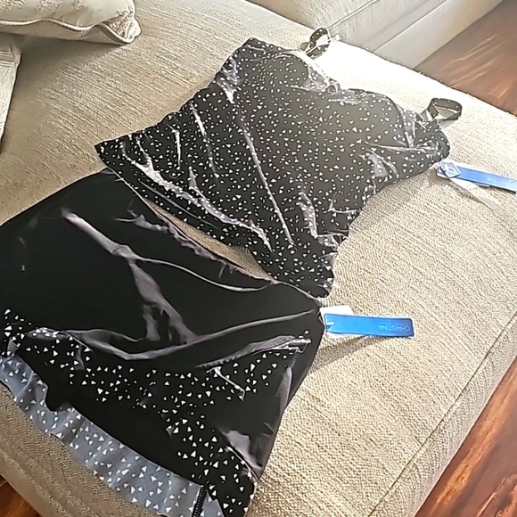 Christina swimwear maillots 2pcs black & white with Trim size 12D nwt - Picture 1 of 14